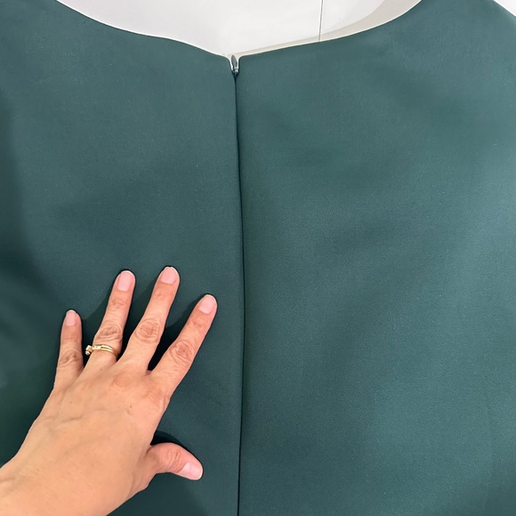 NWT ELIZA J Asymmetric Draped Ruffle Scuba Sheath Dress in Hunter Green Size 24w - Picture 11 of 13